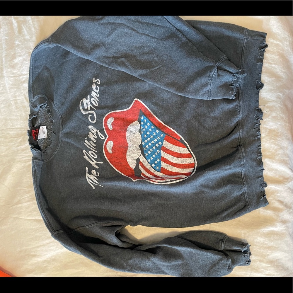 rolling stones distressed sweatshirt size large
